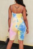 Red Fashion Sexy Tie-dyed Coloured drawing Sleeveless Slip Jumpsuits