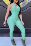 Green Fashion Sexy Backless Sleeveless Hanging neck Jumpsuits