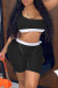 Black Fashion Casual Solid Patchwork Sleeveless Two Pieces