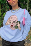 White Fashion Casual Print Basic O Neck Tops
