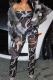 Black Sexy Print Patchwork Strapless Sleeveless Two Pieces