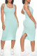 Green Fashion Casual Solid Basic U Neck Vest Dress