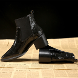 Black Casual British Style Split Joint Square Shoes