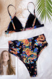 Multicolor Fashion Sexy Patchwork Backless Swimwears
