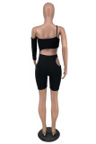 Black Fashion Sexy Solid Hollowed Out Backless Spaghetti Strap Skinny Romper