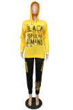 Rose Red Sportswear Letter Printing Hooded Collar Long Sleeve Two Pieces