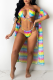 Yellow Sexy Print Hollowed Out Patchwork Swimwears
