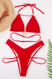 Red Fashion Sexy Solid Hollowed Out Swimwears