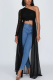 Black Sexy Patchwork Mesh One Shoulder Tops