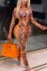 Yellow Casual Print O Neck Regular Jumpsuits