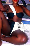 White Fashion Sexy Patchwork Tassel Backless Swimwears Set