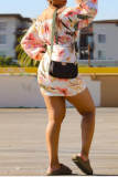 Multi-color Sexy Print Patchwork Bateau Neck Pencil Skirt Dresses