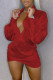 Burgundy Fashion Sexy Solid Asymmetrical Turndown Collar Dresses