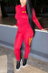 Red Casual Solid Letter Hooded Collar Long Sleeve Two Pieces