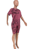 Red Living Print O Neck Long Sleeve Two Pieces