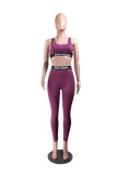 Grey Casual Sportswear Solid Patchwork U Neck Sleeveless Two Pieces