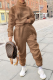 Khaki Sexy Solid Patchwork Turtleneck Long Sleeve Two Pieces