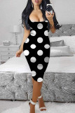 Red Fashion Sexy Print Basic U Neck Vest Dress