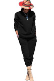 Black Casual Solid Two Piece Suits Patchwork pencil Long Sleeve Two-piece Pants Set