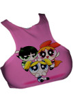 Pink O Neck Sleeveless Letter Print Character Tops