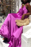 Rose Red Sexy Solid Patchwork Spaghetti Strap Cake Skirt Dresses