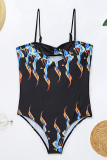 Black Sexy Print Hollowed Out Swimwears