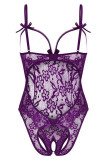 Purple Fashion Sexy Solid Hollowed Out See-through Lingerie Teddies