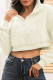 Cream White Sexy Solid Patchwork Turndown Collar Tops