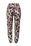 Brown Sportswear Print Straight Mid Waist Bottoms