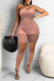 Red Sexy Casual Solid Backless Slit Strapless Sleeveless Two Pieces