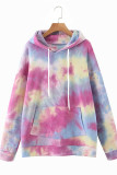 Red Fashion Street Adult Print Tie-dye Hooded Collar Outerwear