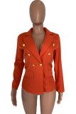 Red Notched Solid Patchwork Pure Long Sleeve Suit jacket