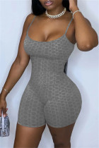 Grey Sexy Casual Solid Backless Spaghetti Strap Skinny Romper