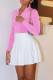 Pink Sexy Casual Solid Basic V Neck Long Sleeve Two Pieces