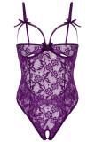 Purple Fashion Sexy Solid Hollowed Out See-through Lingerie Teddies