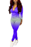 Black Fashion Casual adult Ma'am Gradient Two Piece Suits pencil Long Sleeve Two Pieces