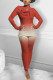 Red Casual Gradual Change Print O Neck Long Sleeve Two Pieces
