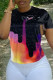 Black Fashion Casual Print Basic O Neck T-Shirts