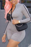 Grey Casual Sportswear Solid Fold O Neck Pencil Skirt Dresses