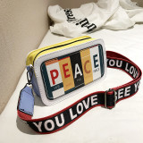Red Fashion Casual Patchwork Letter Print Red Crossbody Bag