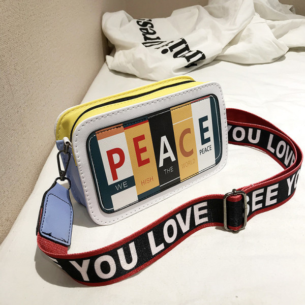 White Fashion Casual Patchwork Letter Print Red Crossbody Bag