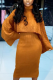 Orange Street Solid Patchwork Turtleneck Long Sleeve Two Pieces