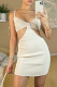 White Sexy Solid Split Joint Spaghetti Strap Sling Dress Dresses