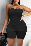 Red Sexy Casual Solid Backless Slit Strapless Sleeveless Two Pieces