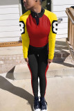 Multicolor Sportswear Print Zipper Collar Long Sleeve Two Pieces
