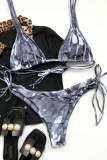 Red Fashion Sexy Print Backless Strap Design Swimwears