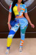 Multicolor Sportswear Print O Neck Long Sleeve Two Pieces
