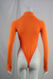 Orange Sexy Solid Split Joint Turtleneck Skinny Jumpsuits