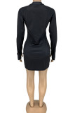 Black Sexy Striped Print Patchwork V Neck Pencil Skirt Dresses