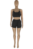 Pink Sportswear Solid Patchwork U Neck Sleeveless Two Pieces